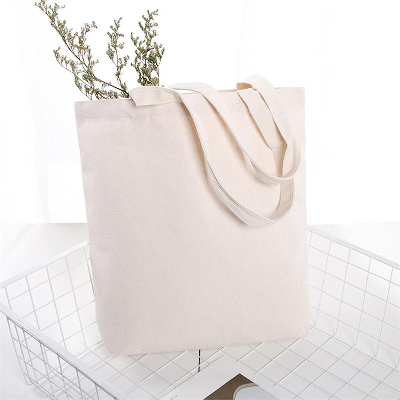 Large Capacity Canvas Shoulder Handbag Eco-Friendly Folding Cotton Tote Bags Beige White Reusable DIY Shoulder Bag Grocery Bag