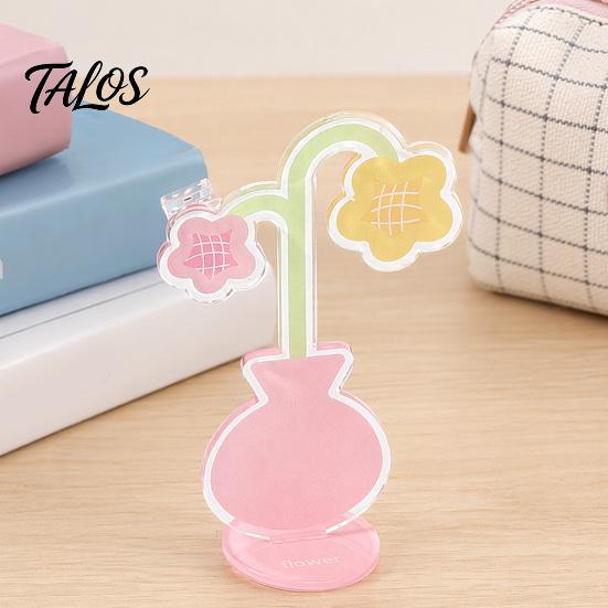 Rounded Edge Memo Clip Acrylic Desk Holder, Flower Shaped Photo Display Stand, Home Polaroid Office Table Number Holder for Cards Paper Note Postcards