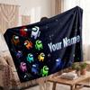 Among Us Personalized Flannel Blanket, Custom Printed Text Name, Warm Soft Blanket For Couch Bed