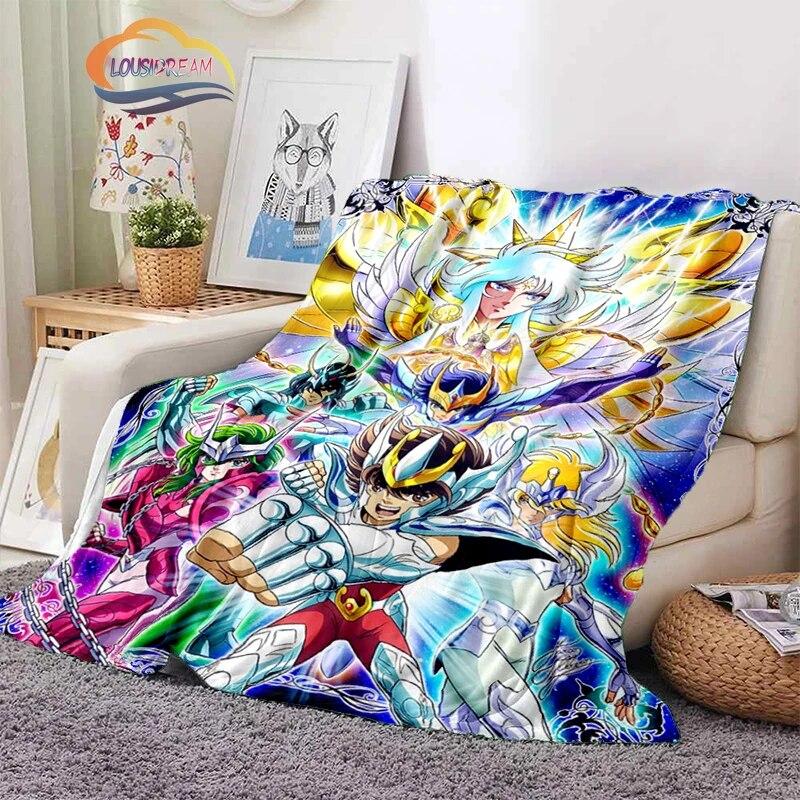 Classics Animated Character Seiya Patterned Wool Blanket Cartoon Saint Seiya Series Children Shawl and Sofa Super Soft