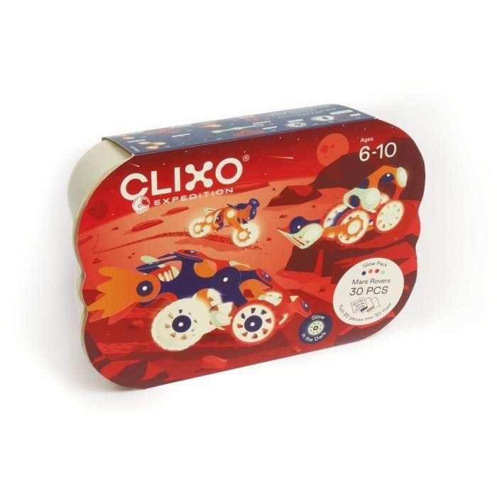 Mars Rovers CLIXO - GIPSY TOYS - Jeu de construction magnétique, flexible - 30 pcs - dès 6 ans - Brille dans la nuit
