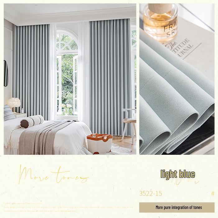 Cortinas de Chenille Nórdicas Francesas de Alta Qualidade para Chá com Leite: Proteção Solar Ultra e Isolamento para Sala de Estar/Sombreamento para Janelas de Sacada de Quarto Japonês