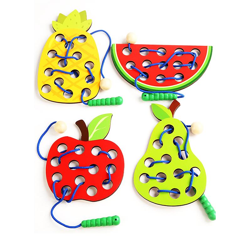 Lacing Threading Toy Eat Fruit Game Fine Motor Skills Educational Toys For Kids Gift