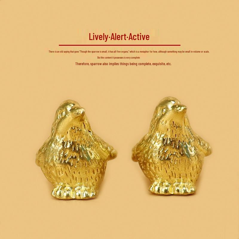 Brass Mahjong Mini Ornaments: Creative Micro-Landscape Decorations with Small Birds