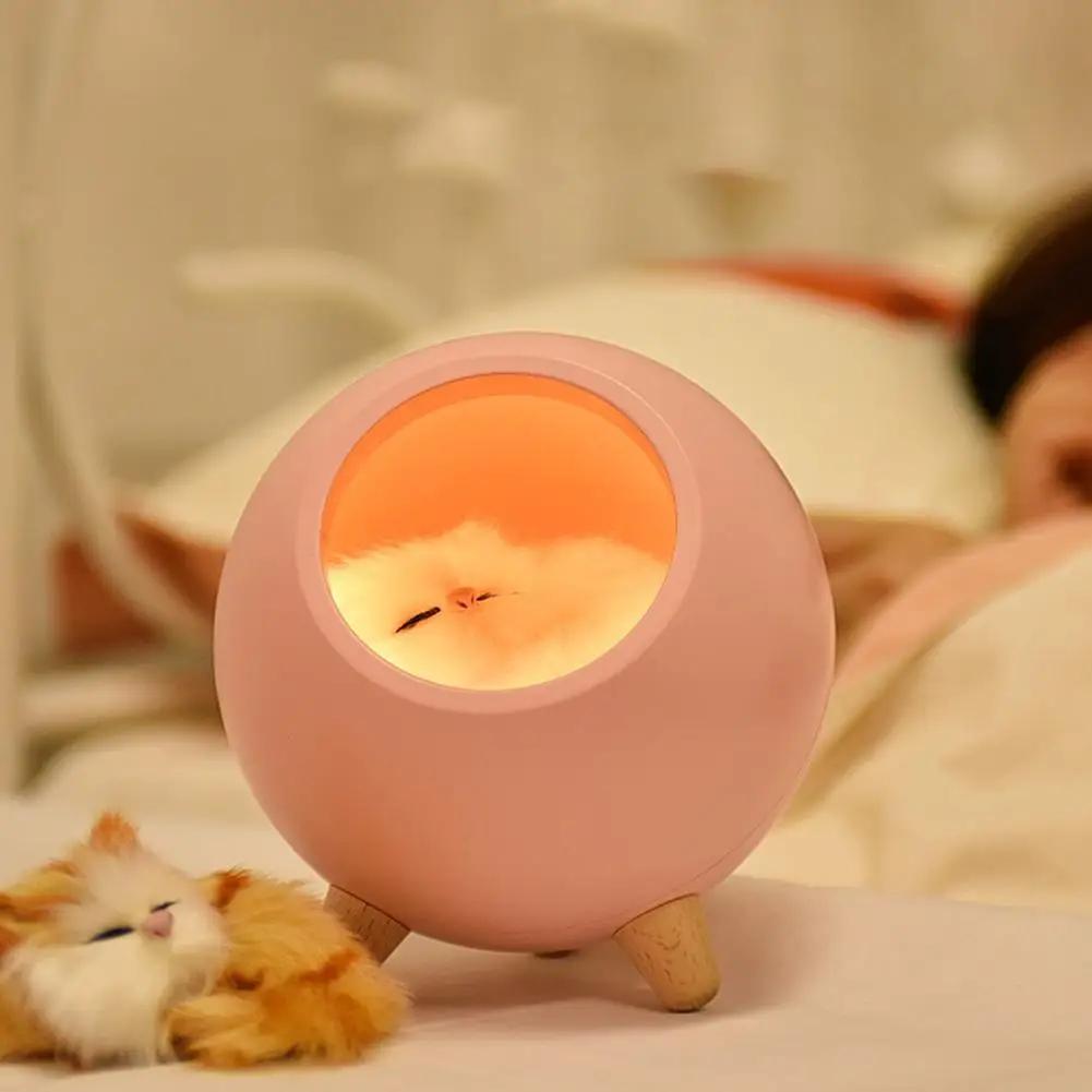 Creative LED Night Light Cute Cat Bluetooth Speaker Music Night Light Rechargeable Touch Sensing Bedroom Bedside Feeding Lamp