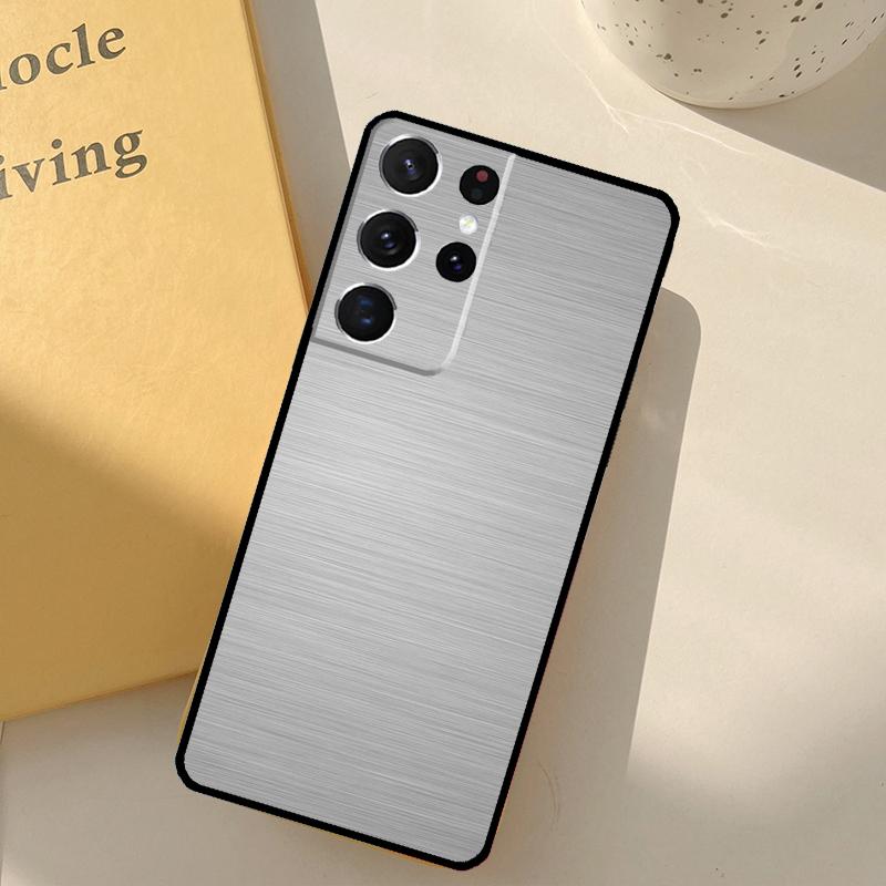 Coque pour Samsung Galaxy S23 S22 Ultra Note 20 S21 Ultra S9 S10 Note 10 Plus S20 FE avec Texture Métal Brossé Impression Acier