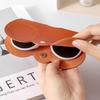 1pc Cute PU Glasses Case | Portable Eyewear Bag with Snap Closure - Scratch-Resistant Travel Organizer (Litchi Embossed)