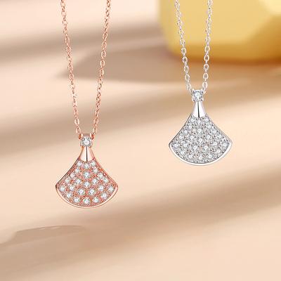 Collier en forme d'éventail, chaîne de clavicule en argent sterling S925, pendentif de luxe léger et de haute qualité