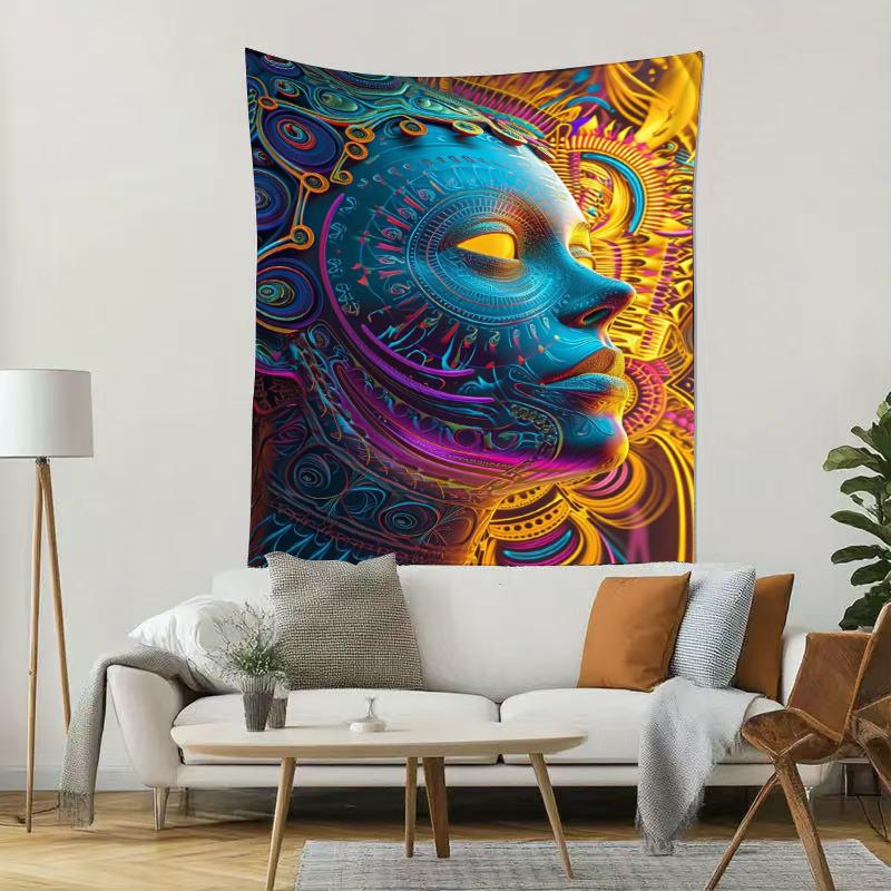 Colorful Totem Mask Digital printing polyester wall tapestry suitable for use in living rooms bedrooms offices bars party