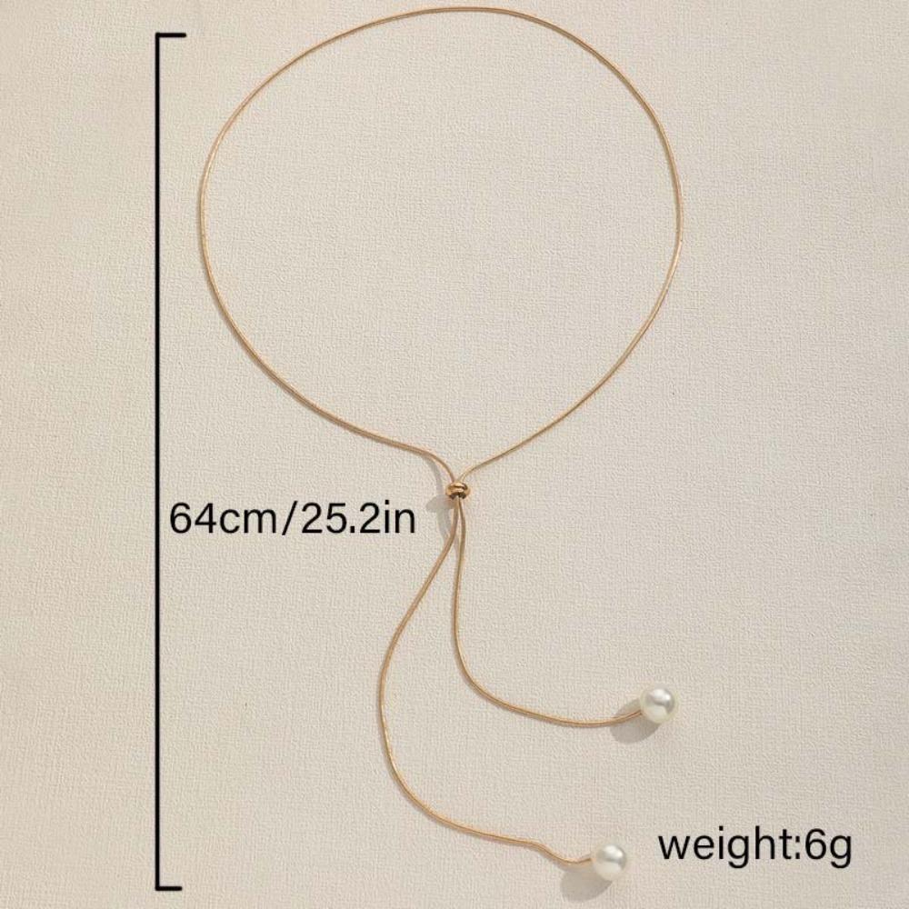 Minimalist Temperament Long Pull-out Adjustable Pearl Tassel Pendant Y-shaped Chain Necklace for Women Collar Chain Jewelry Gift