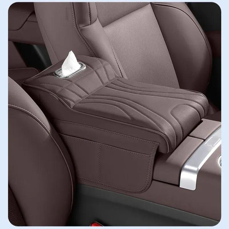 Leather Car Armrest Box Cover for Jaecoo J7 JETOUR T2 Haval H9 2024 2025 with Storage Bag Height Increase Pad Protective Accesso