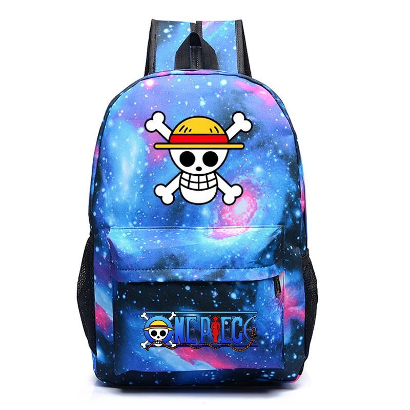 One Piece Anime School Backpack Kids Lightweight Ergonomic Dual-Shoulder Bag With Geometric Print Oxford Fabric