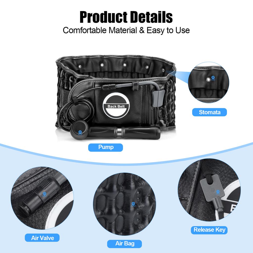Decompression Back Belt Lumbar Support Belt for Men & Women Lower Back Pain Relief Waistband Back Traction Fits Waist Size 29-49
