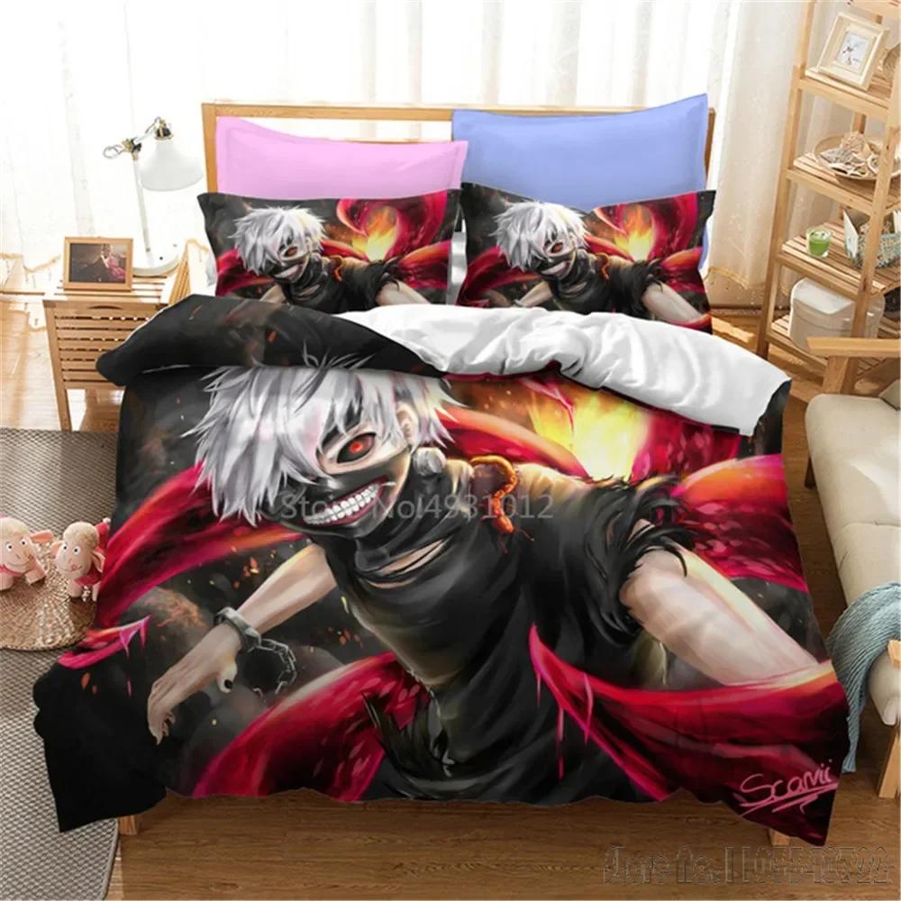 Admire 3D Tokyo Ghoul Cartoon Duvet Cover Set HD Comforter Cover for Kids Bedding Sets Bedclothes Bedroom Decor