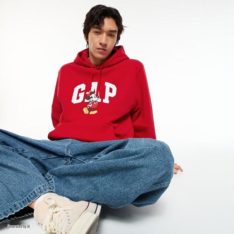 Gap Unisex Cartoon Logo Hooded Fleece Sweatshirt