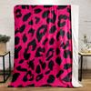 Black Irregular Shapes Resembling Leopard Spots On a Bright Pink Background. for All Seasons Blanket Lunch Break Throw Gift
