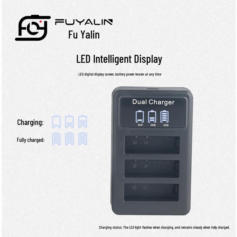 AZ16-1 Xiaoyi 4K Sports Camera Triple Battery Charger for 2nd Gen 4K+ Action Camera Accessories
