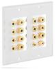 Fosmon Home Theater Speaker Wall Plate Copper Audio Distribution Outlet Panel with Banana Plug Binding Speaker Sound Audio Connector Insert Jack