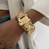 Irregular Water Drop Metal Wide Spring Bangles Vintage Geometric Punk Bangle Bracelets For Women  Statement Jewelry