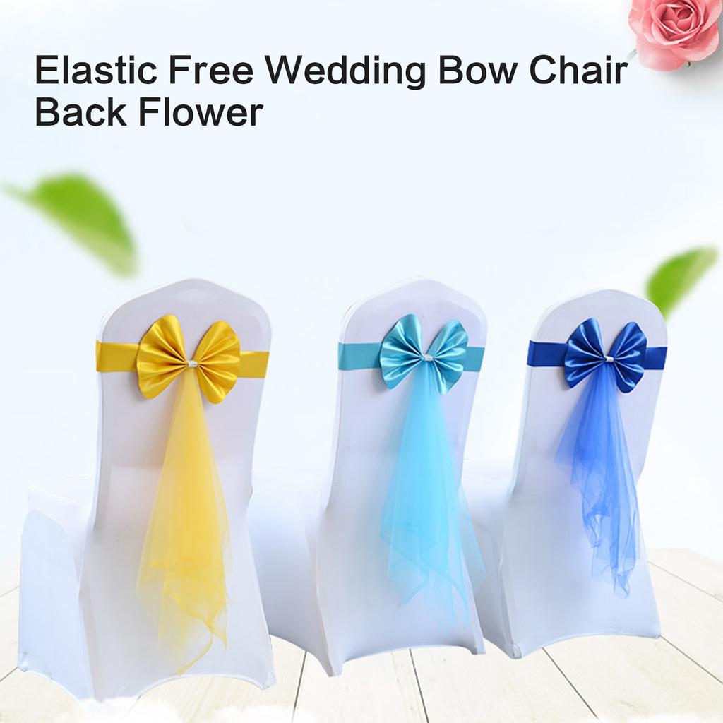 6pcs Elastic Chair Ties Spandex Chair Sashes Bows Stretchable Chair Sash Bows for Reception and Ceremony Decorations