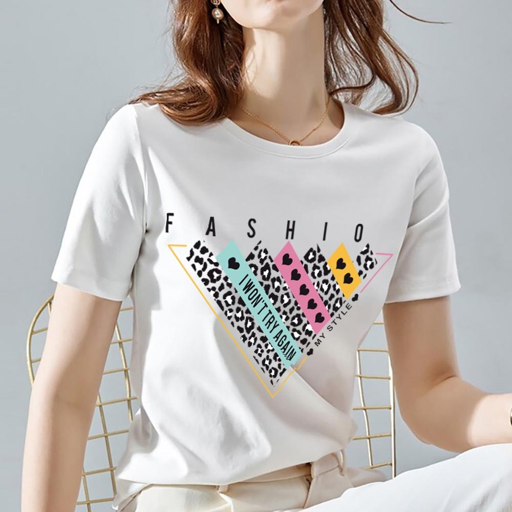 T Shirt Women Summer New Short Sleeve Leopard Print Clothing Women's T-Shirt Harajuku Graphic Clothing Women's Top