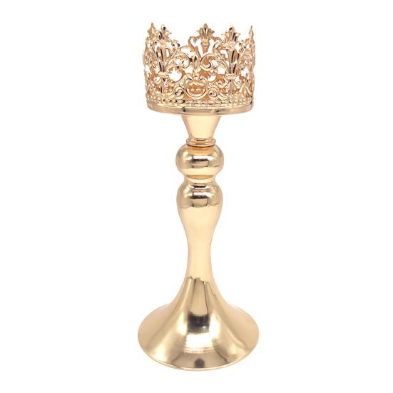 Huaqianguhh Candle Holder, European Style Crown Metal Candlestick, Decorative Holder for Dinner Room Table Centerpiece Mantel Wedding Party Decor