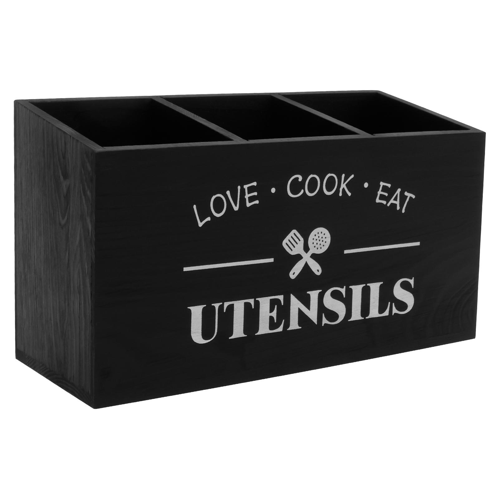 

Wood kitchen Cutlery Caddy organizer Silverware Cutlery Stand Holder with 3 Compartments Drain Storage Rack for Restaurant table