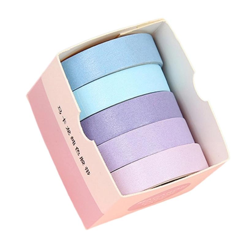 5Rolls 10mmX2M Decorative Tape Aesthetic Paper Tape for Craft Scrapbooking Journal Notebook Photo Album Phone Packaging