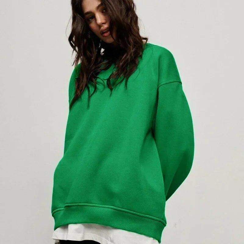 Осенние свободные теплые флисовые пуловеры женские толстовки с капюшоном модные женские зимние однотонные хлопковые толстовки с круглым вырезом и капюшоном 29676 L 2820₽