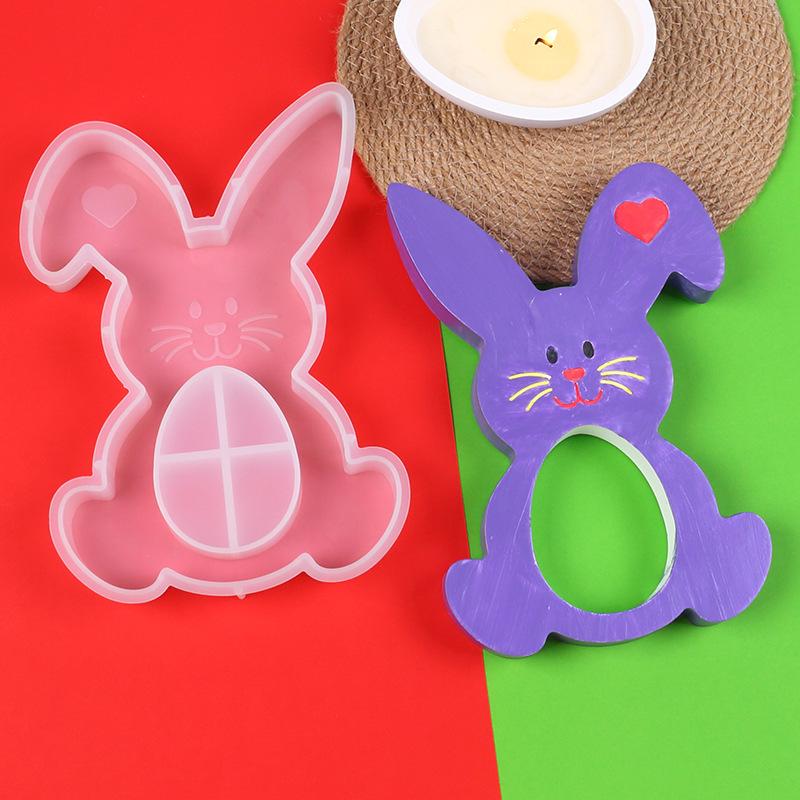 Easter Bunny Candle Holder Silicone Mold for DIY Indoor Decorations