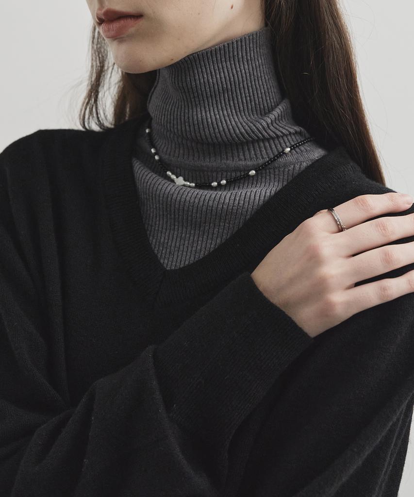 MONGDOL Wool Cashmere V-Neck Knit Black Mdkt088Black