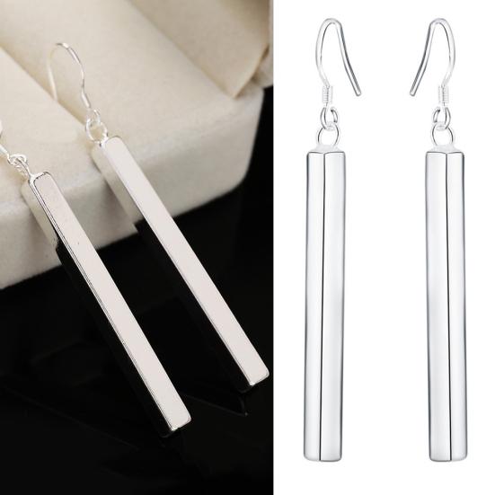 Orecchini da donna alla moda da sposa con barra lunga pendente in argento placcato