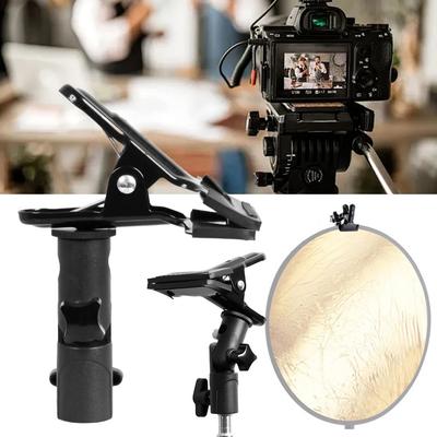 Reflector Holder Clamp 1/4 3/8 Screw Swivel Adapter Light Stand Reflector Clip Photography Studio Multiple Angle Adjustment