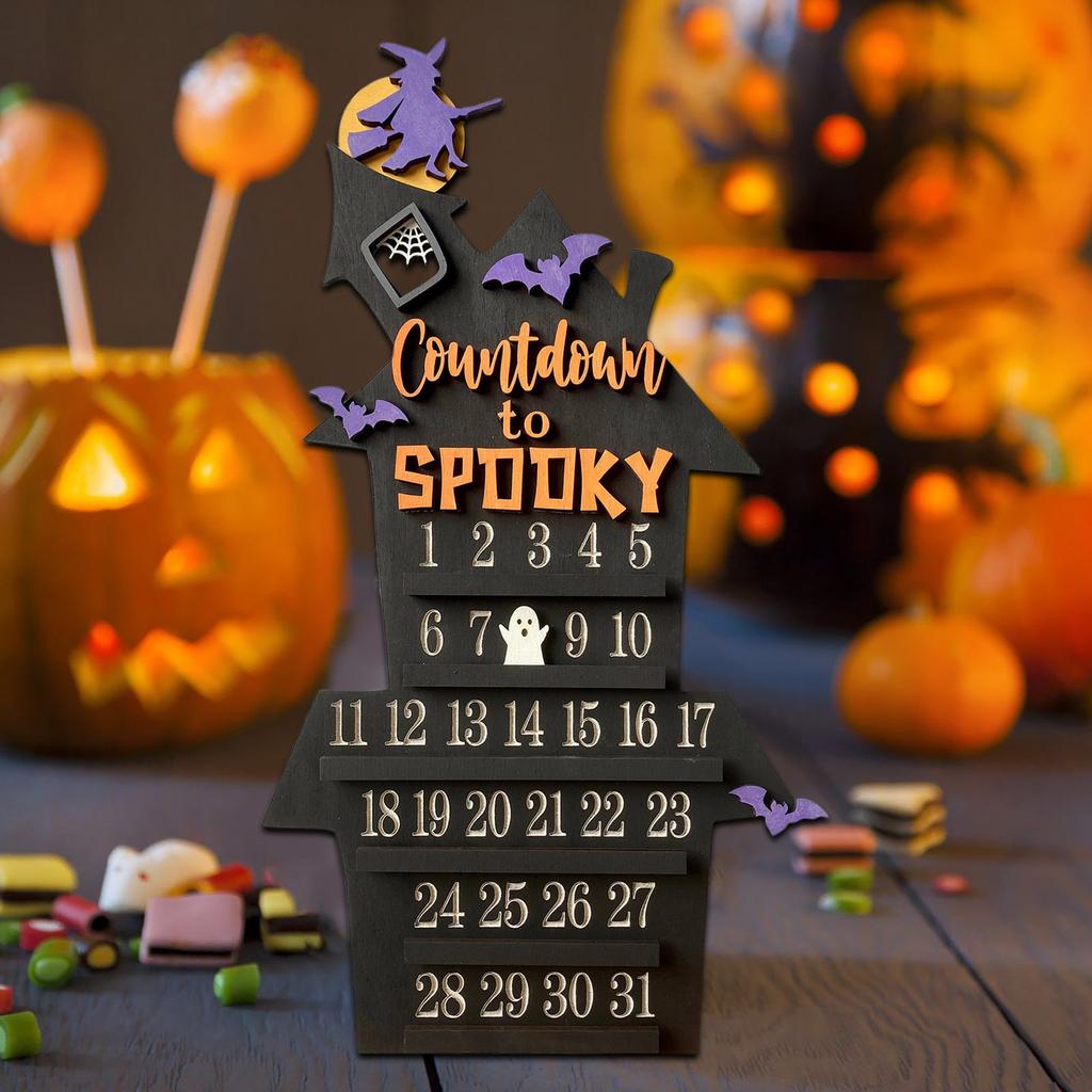 Advent Calendar Halloween Countdown Calendars Wood Coffin Christmas Table Calendar Ornament Table Planner Party Supplies
