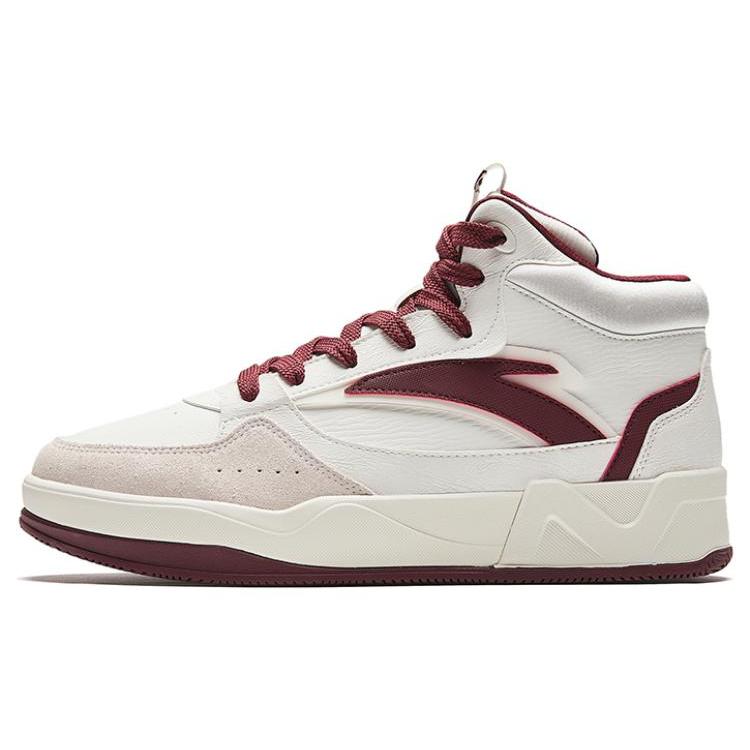 

new Anta Cushioning Wear Resistant High Top Skateboard Shoes Men s White Red 40.5