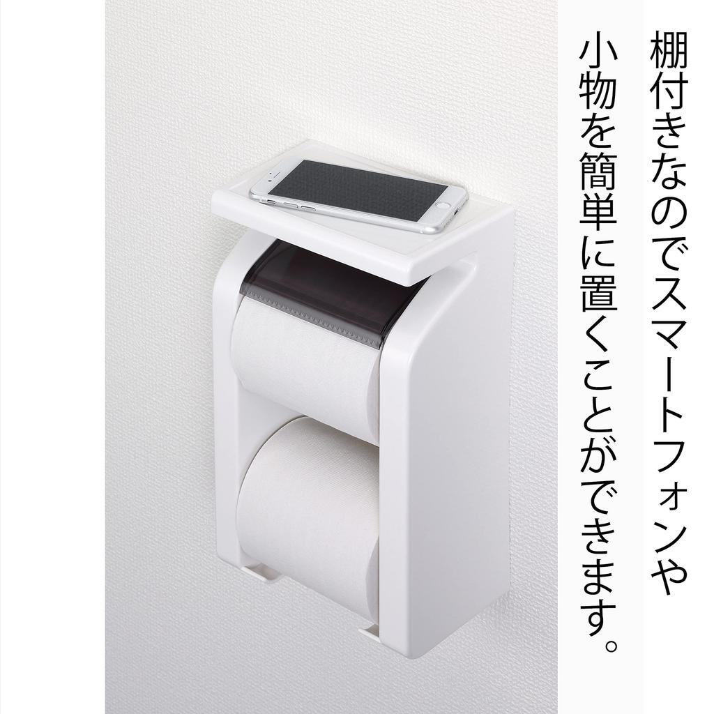 Towa Sangyo Toilet Paper Holder GR with Shelf, White, Made In Japan