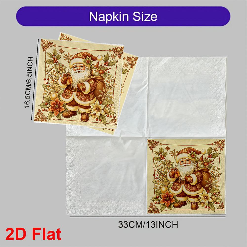 20pcs Disposable Napkins with Santa Claus Pattern Print for Wedding,Parties,and Daily Use for Thanksgiving Fall Christmas Table Decoration