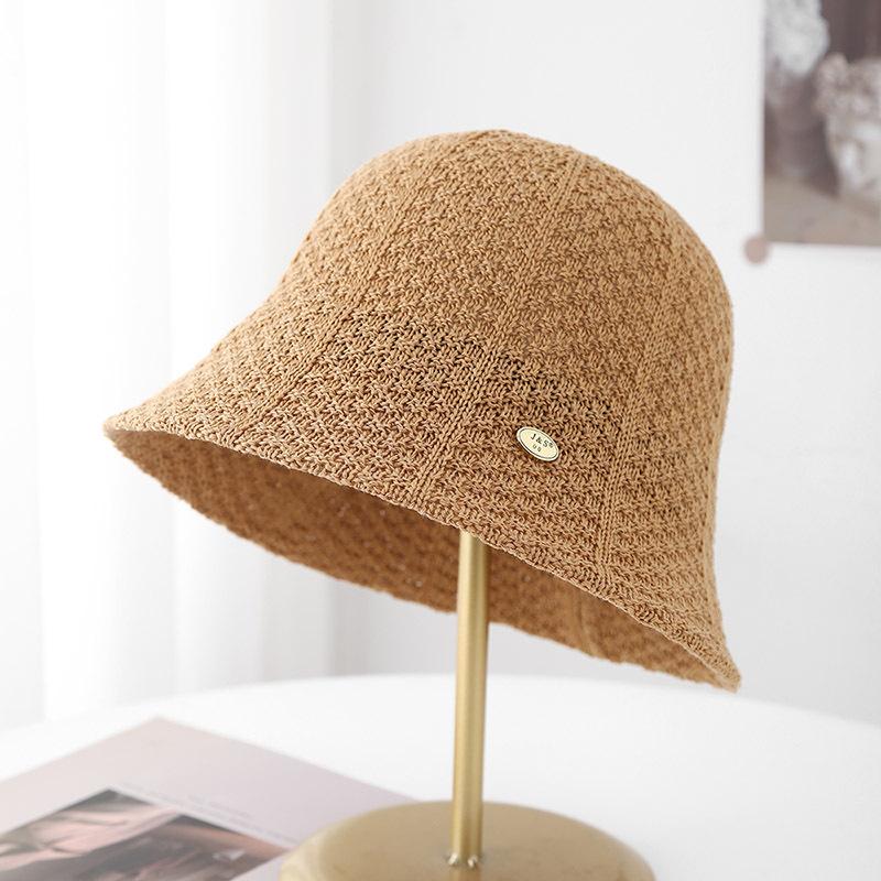 Women's Knitted Bucket Sun Hat Breathable Hollow Out Design For Summer Beach & Travel Simple