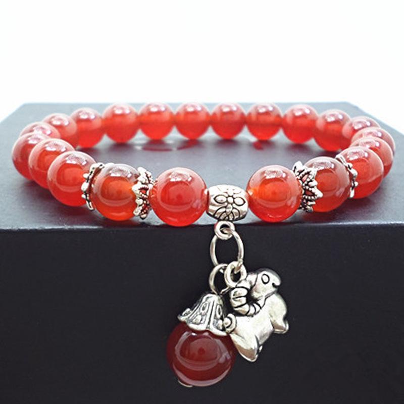Red Agate Crystal Beaded Bracelet for Women - Handcrafted Couple Jewelry