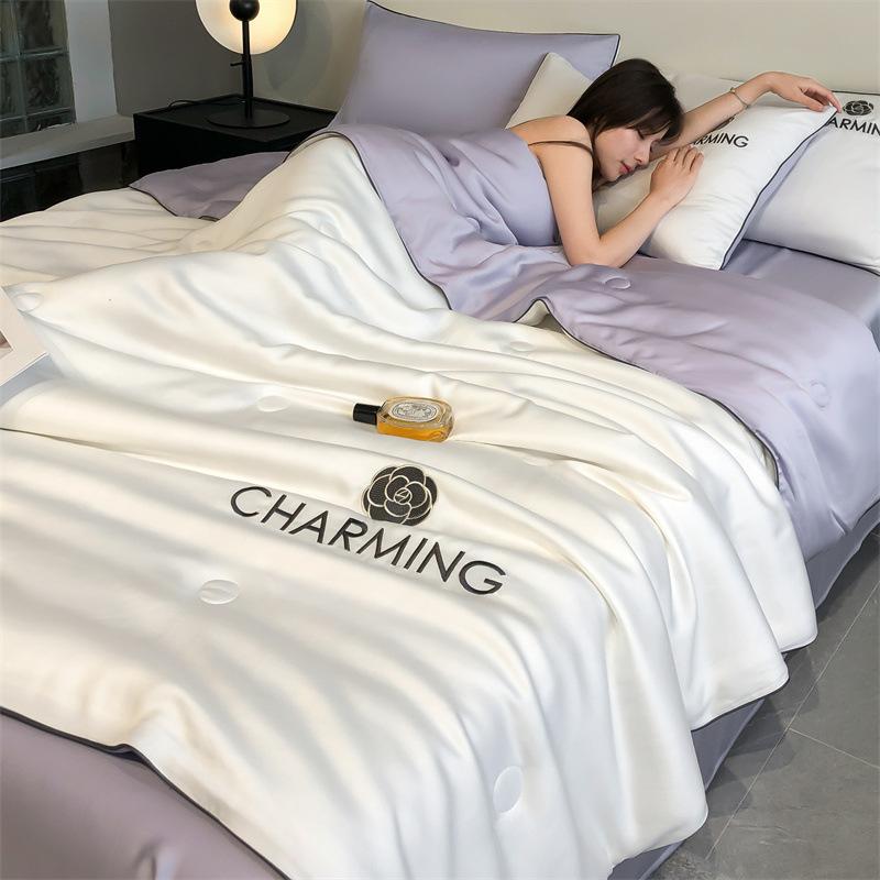 Simple Summer Quilt Deluxe Solid Air Conditioning Quilt Double Sided Single High Quality Quilted Blanket