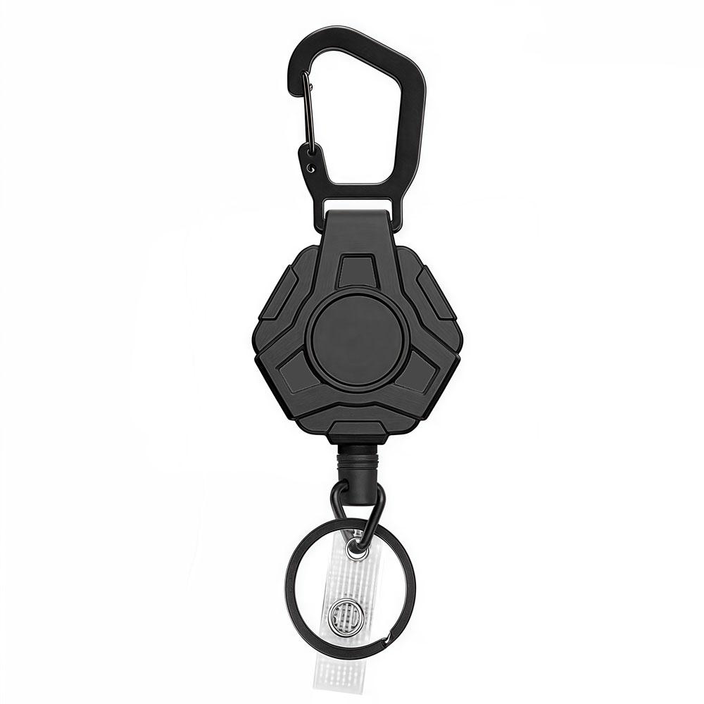 Custom Name Anti-theft EDC Keychain Stainless Retractable Outdoor Camping Rope Keyring Carabiner Lanyard Key Chain Ring Gift