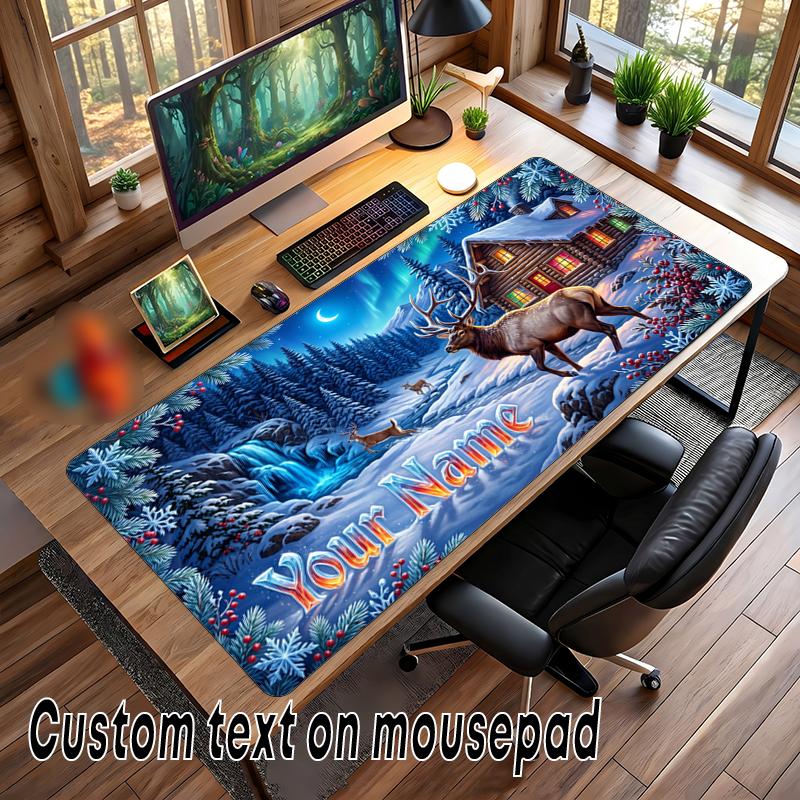 Christmas Custom Name Printed Mouse Pad Non Slip Desk Mat For Office Gaming Home Use Holiday Gift