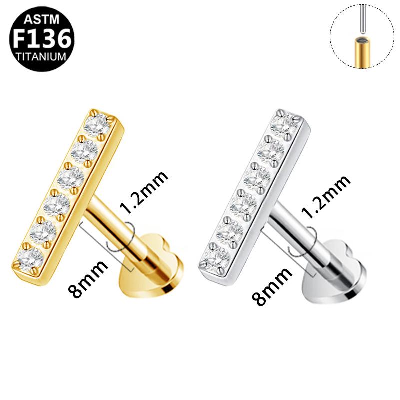 136 Titan Piercing Labret Flatback Gaby Gewindeloser Knorpelohrring Lippenring Schmuck 16G ASTM F136