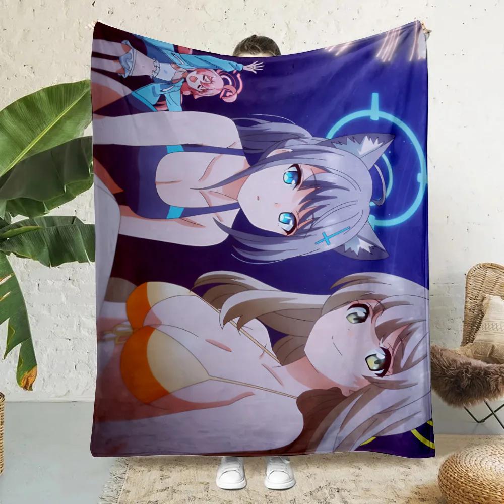 New Anime Girl Shiroko Blue Archive Printed Picnic Blankets Warm Blanket Soft and Comfortable Blanket Home Travel Birthday Gift