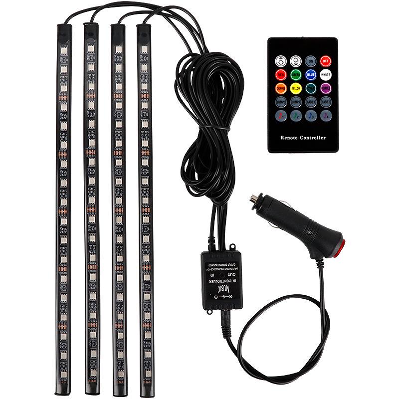 USB RGB LED Car Interior Ambient Light with Music Rhythm & Seven-Color Footwell Effects