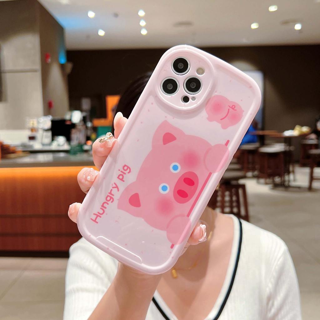 Pink Pig Peach Imd Silicone Soft Capa For Iphone 11 Xsmax 12 Pro Max 13 Promax X Xr Shockproof Couple Cute Cartoon Phone Case