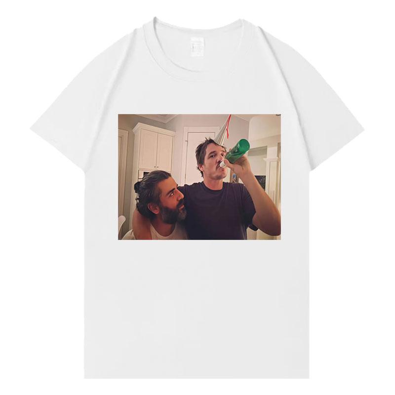 Lustiges Pedro Pascal und sein Freund Lässiges Mode T-Shirt Unisex Rundhals T-Shirts Lockeres Baumwolle Y2K Übergroßes Kurzarm T-Shirt