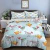 Cartoon Birds Colorful Background Print Bedding Set 1 Duvet Cover 2 Pillowcases For Adult And Children Luxury Gift Full Size