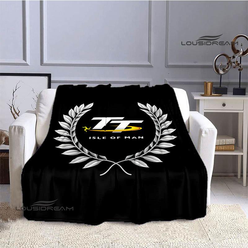 Motorcycle Isle of Man Tt Printed Blankets Flannel Warm Blanket Soft Cozy Blanket Travel Blankets Bed Linings Birthday Gift