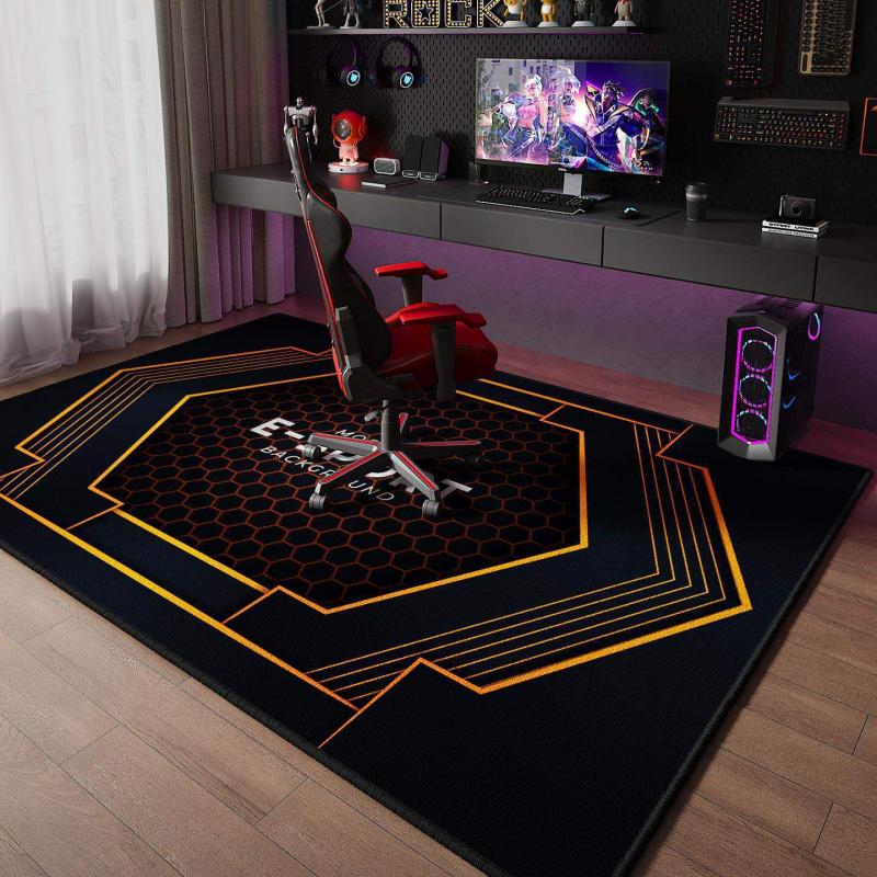 Minimalist Grey Ink Splatter Text Area Mat Anti Slip Washable Rug For Gaming Room Bedroom Man Cave Boys Trendy Home Decor